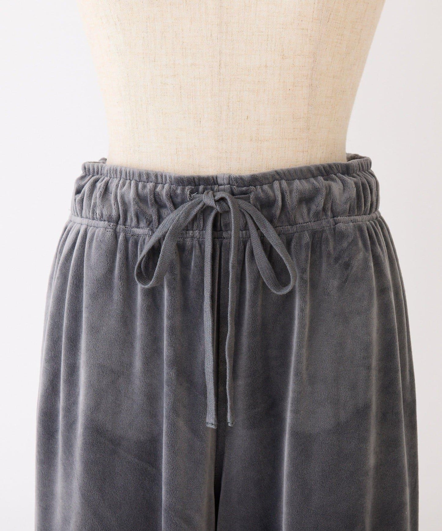 側邊蕾絲天鵝絨蝴蝶結長褲