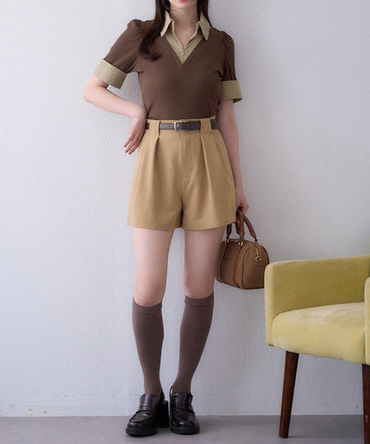 【one after another】拼接格紋上衣