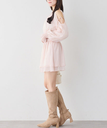 【one after another】露肩抽褶長款上衣