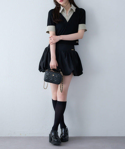 【one after another】拼接格紋上衣