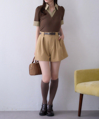 【one after another】拼接格紋上衣