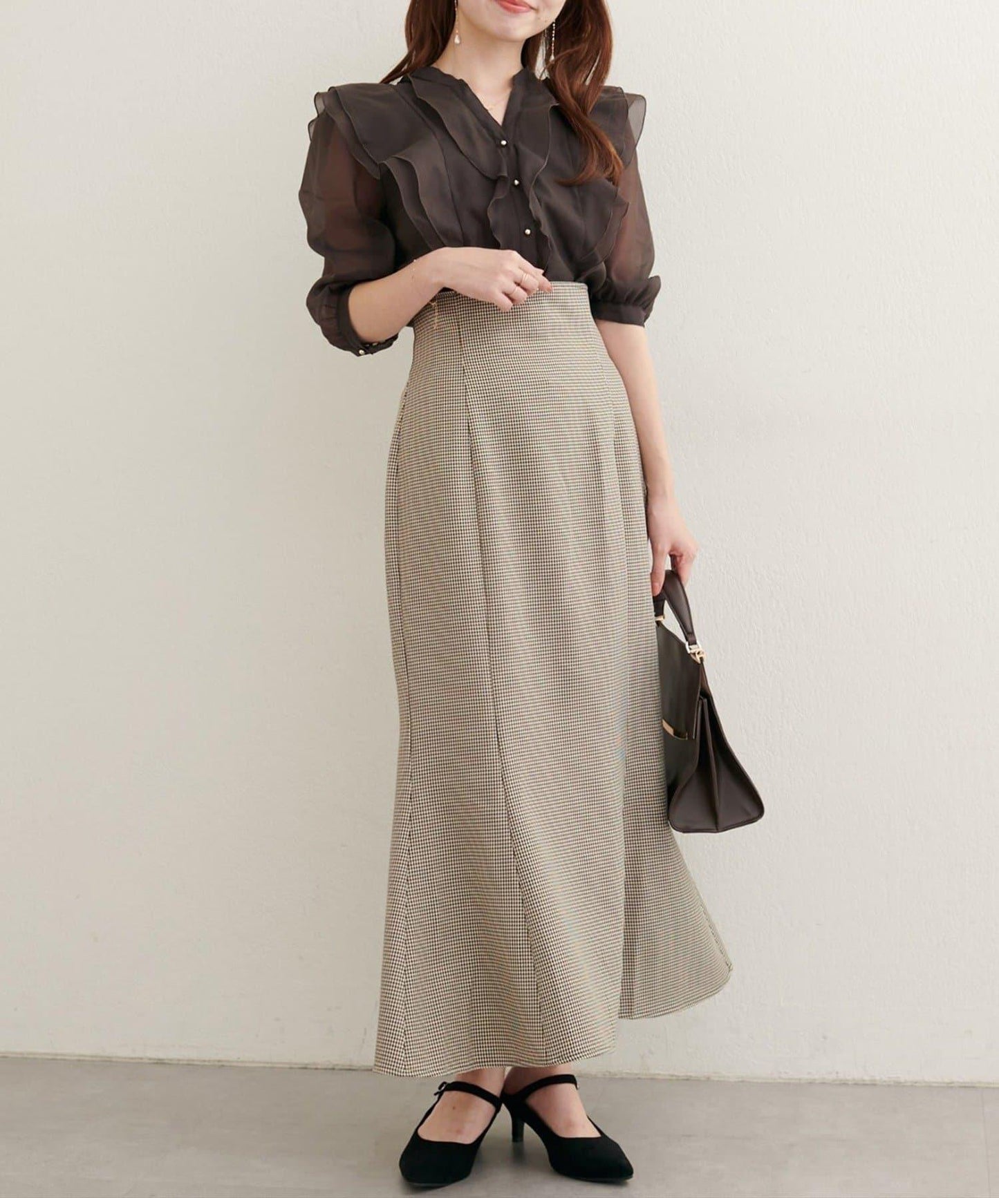 蕾絲繫帶高腰美人魚半身裙