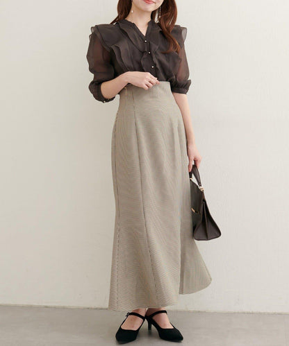 蕾絲繫帶高腰美人魚半身裙