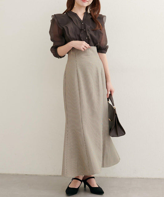 蕾絲繫帶高腰美人魚半身裙