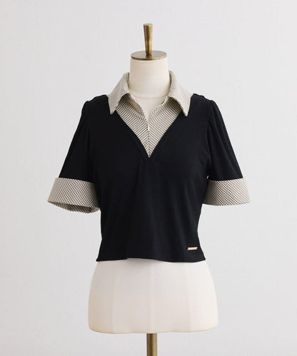 【one after another】拼接格紋上衣