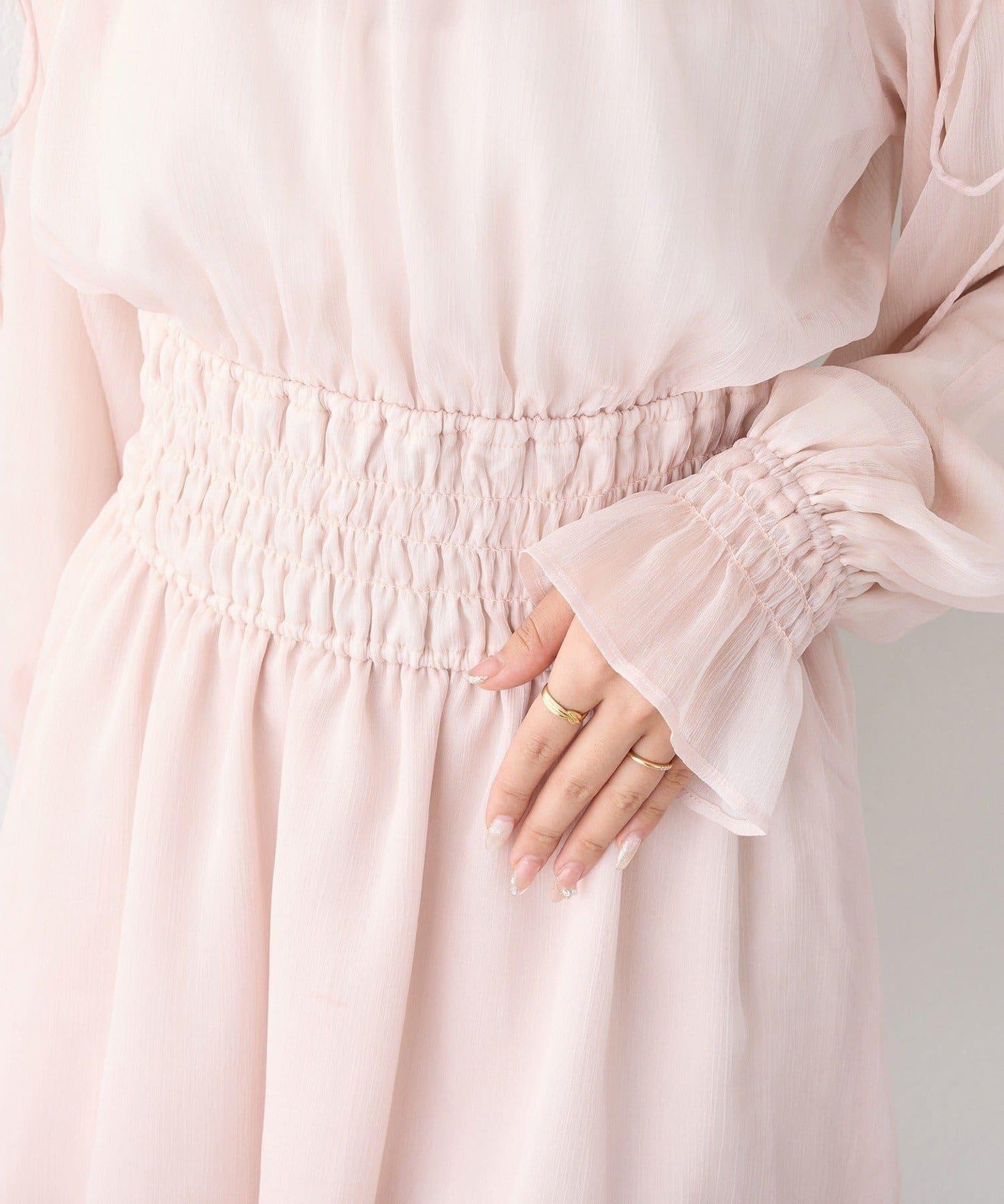 【one after another】露肩抽褶長款上衣