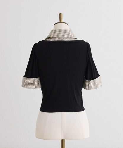 【one after another】拼接格紋上衣