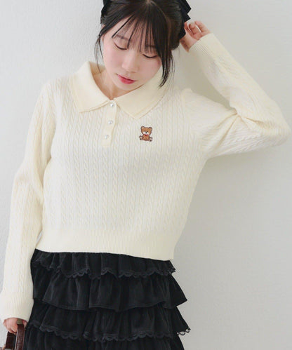 【RMAF】小熊圖案針織翻領毛衣