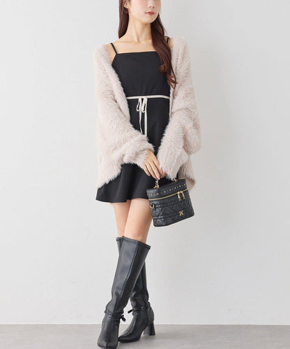 後背繫帶蕾絲吊帶連衣裙