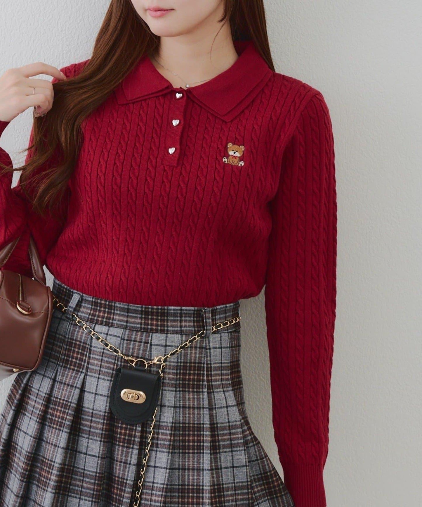 【RMAF】小熊圖案針織翻領毛衣