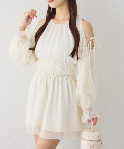 【one after another】露肩抽褶長款上衣