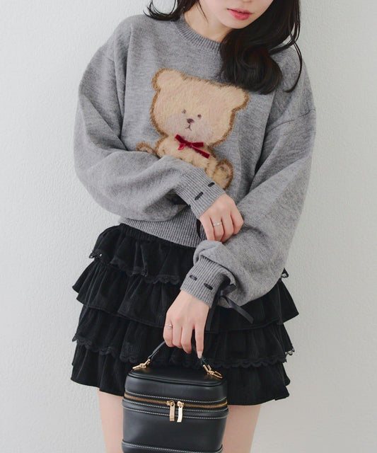 蝴蝶結小熊針織衫