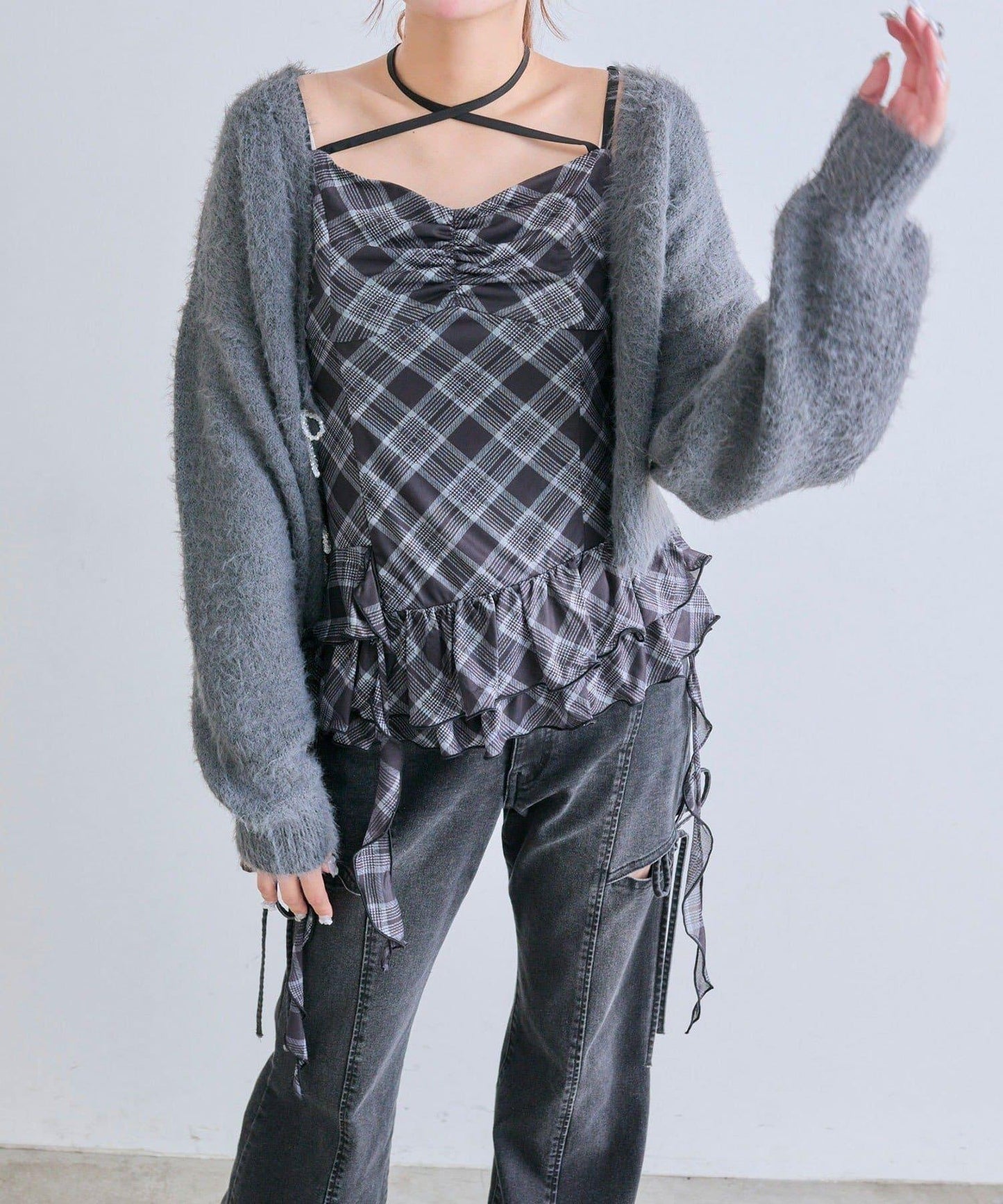 【OLIVE des OLIVE】荷葉邊長款吊帶背心