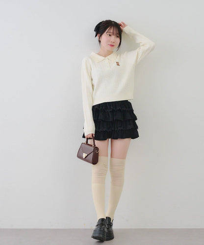 【RMAF】小熊圖案針織翻領毛衣