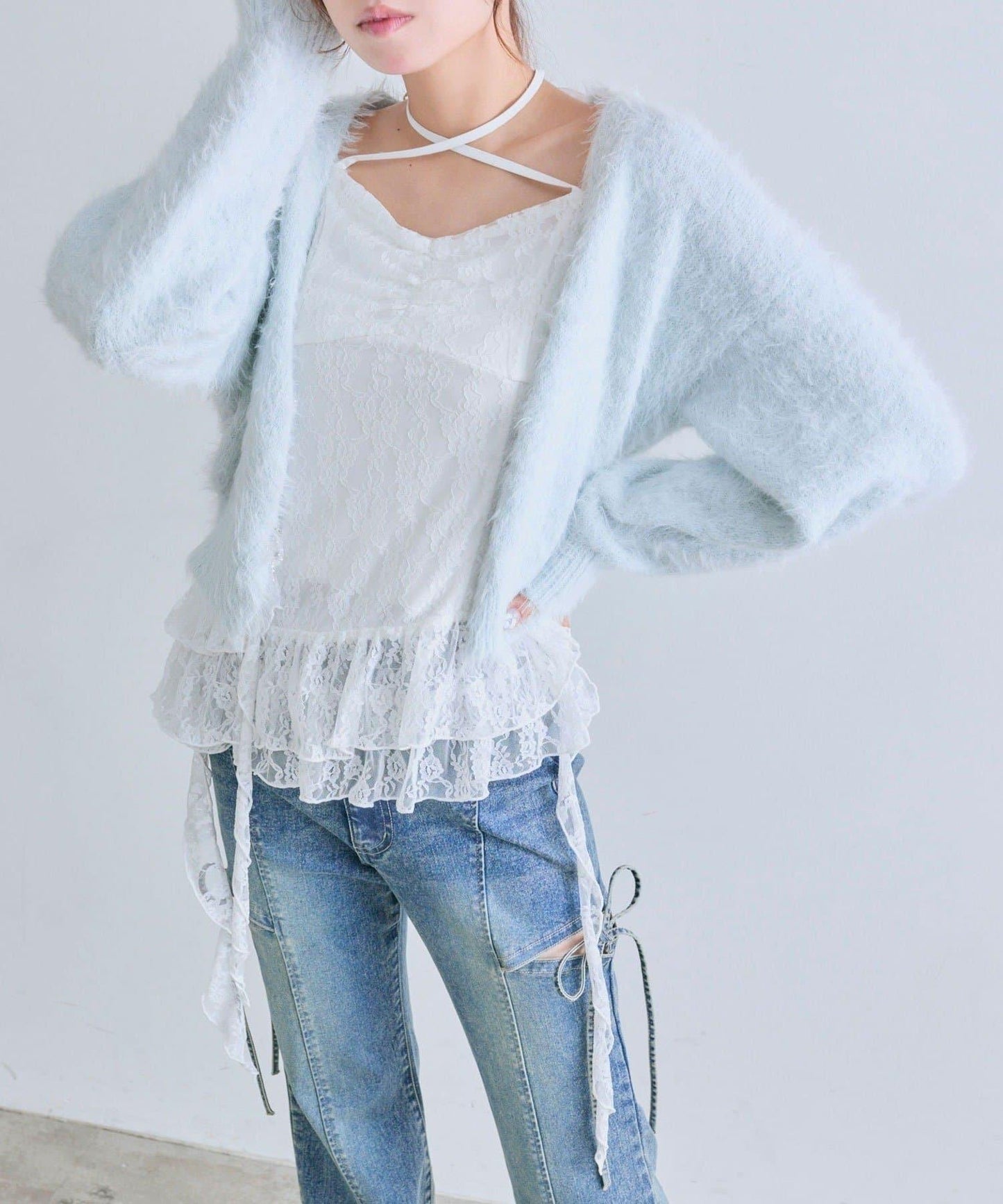 【OLIVE des OLIVE】荷葉邊長款吊帶背心