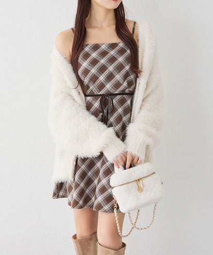 後背繫帶蕾絲吊帶連衣裙