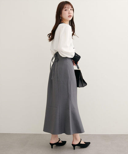 蕾絲繫帶高腰美人魚半身裙