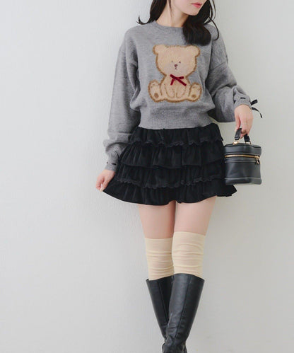 蝴蝶結小熊針織衫