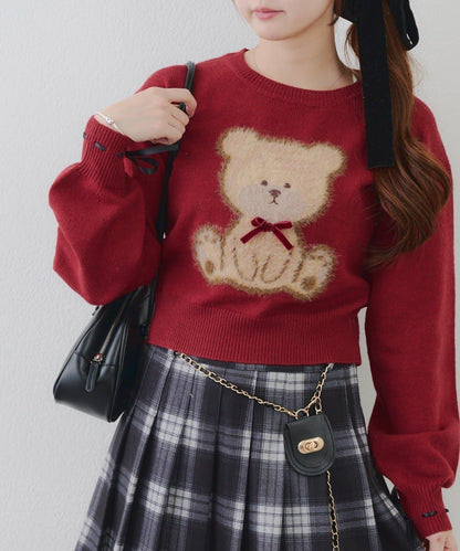 蝴蝶結小熊針織衫