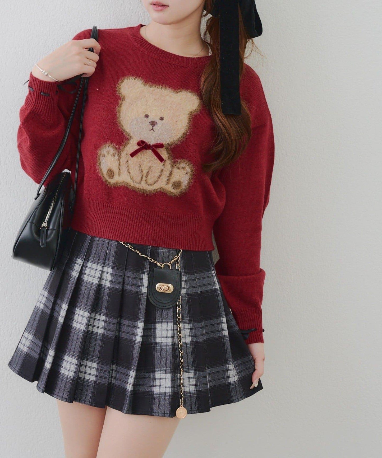 蝴蝶結小熊針織衫