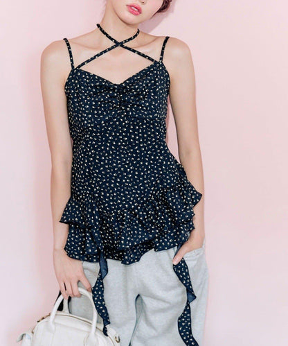 【OLIVE des OLIVE】荷葉邊長款吊帶背心