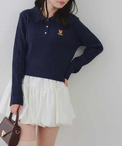 【RMAF】小熊圖案針織翻領毛衣