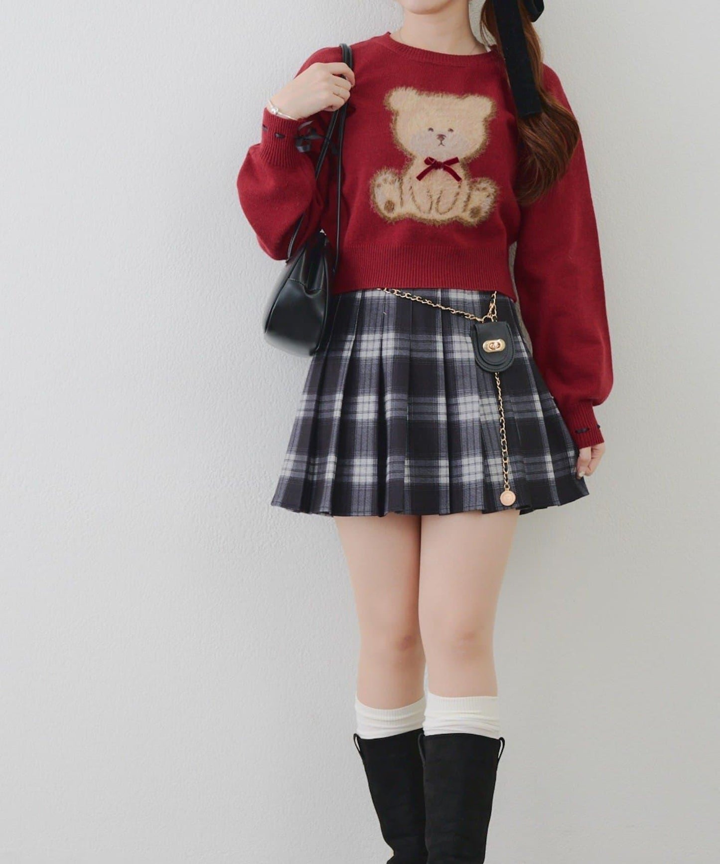 蝴蝶結小熊針織衫