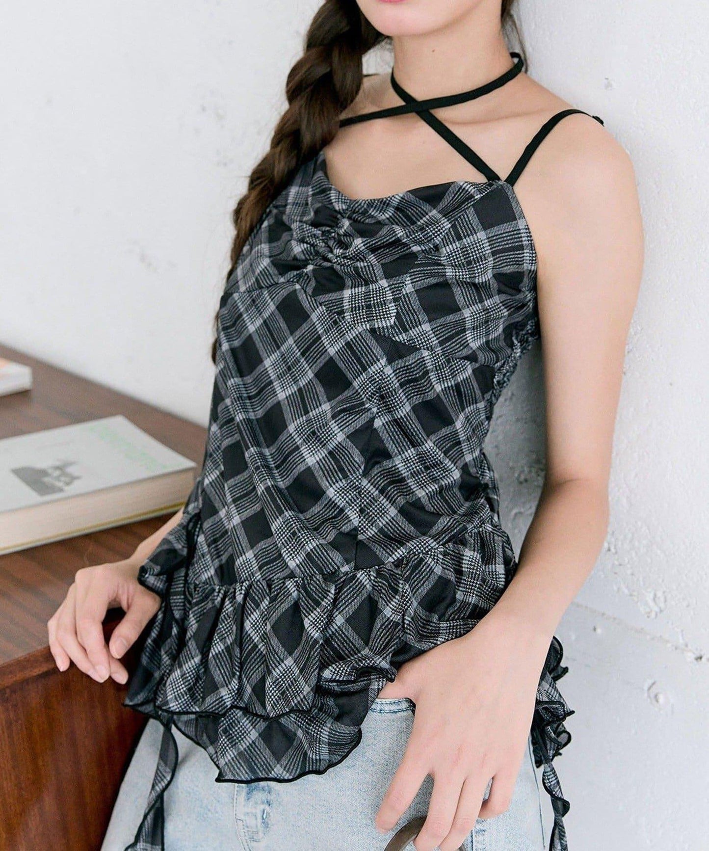 【OLIVE des OLIVE】荷葉邊長款吊帶背心