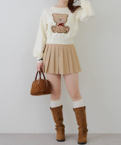 蝴蝶結小熊針織衫