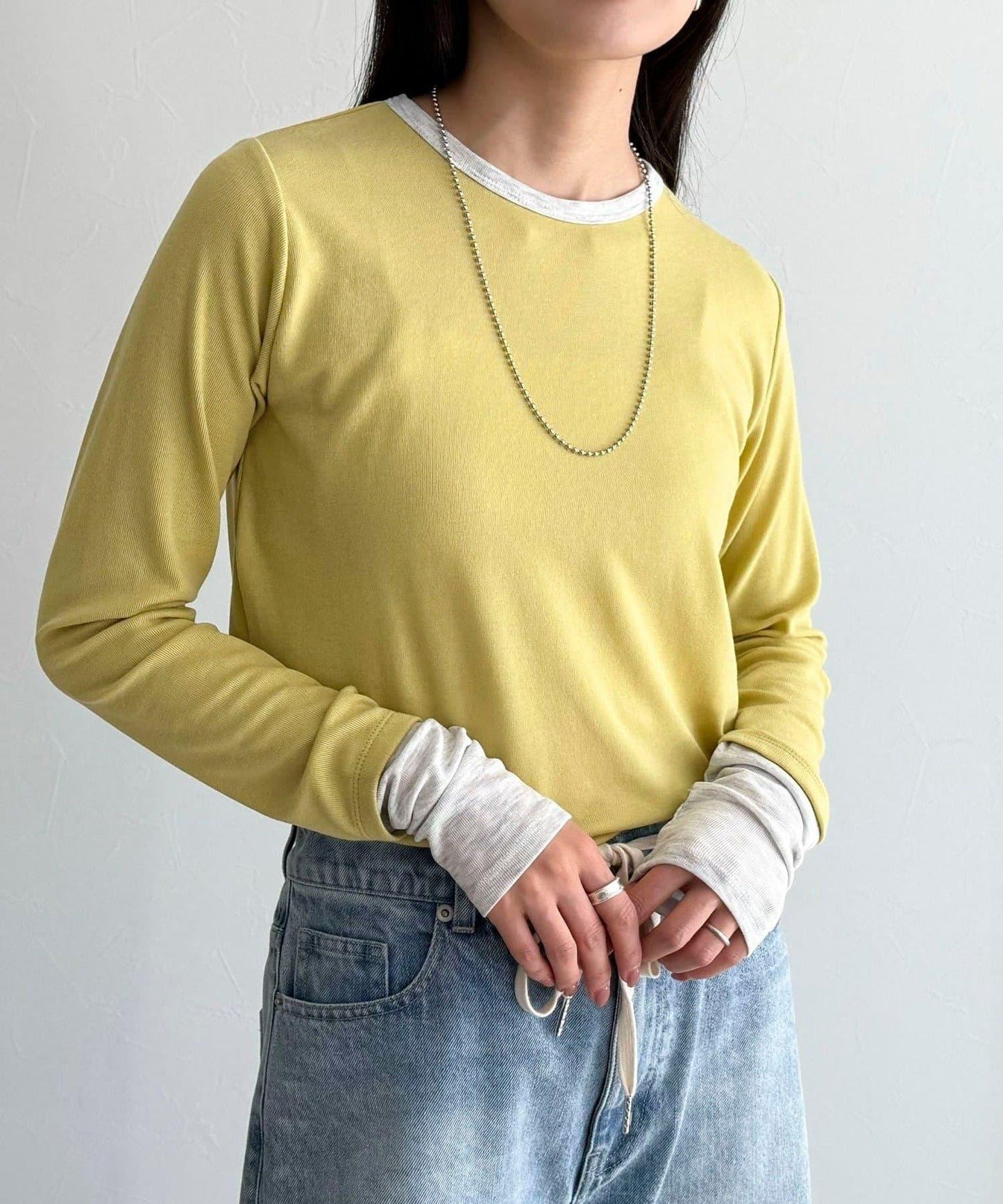 透視羅紋疊穿長袖T恤