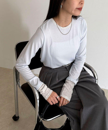 透視羅紋疊穿長袖T恤