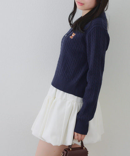 【RMAF】小熊圖案針織翻領毛衣