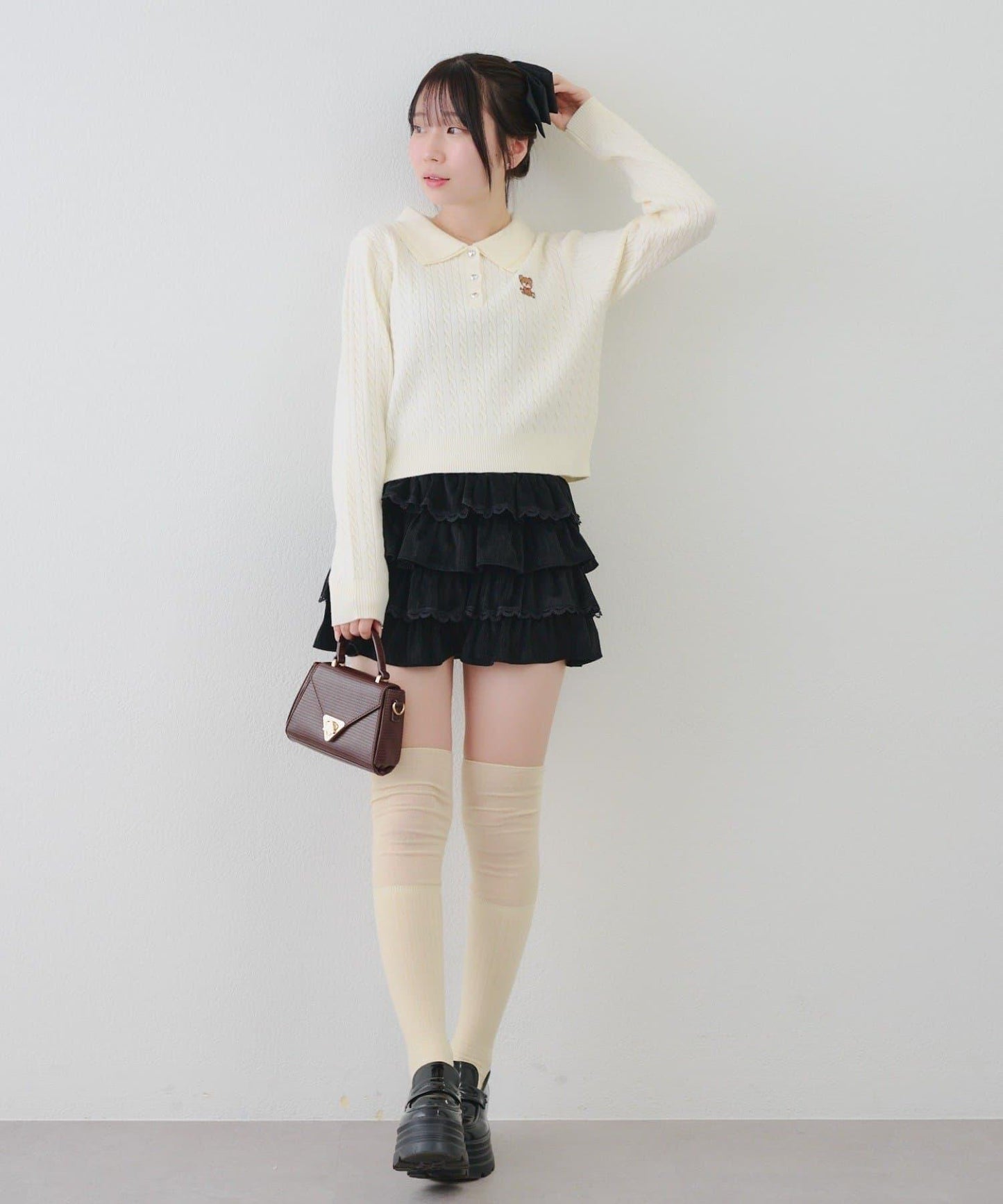 【RMAF】小熊圖案針織翻領毛衣