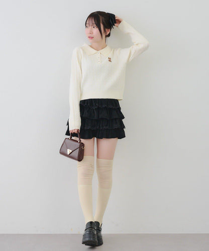 【RMAF】小熊圖案針織翻領毛衣