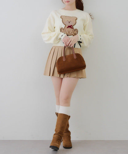 蝴蝶結小熊針織衫
