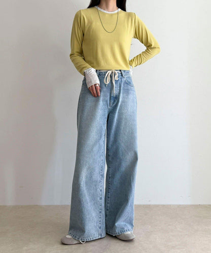 透視羅紋疊穿長袖T恤