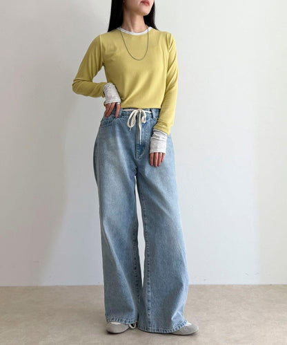 透視羅紋疊穿長袖T恤