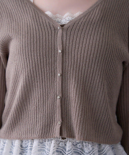 【one after another】珠飾紐扣亮絲透視開衫