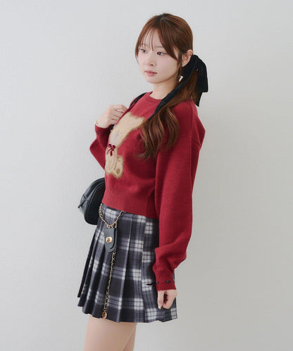 蝴蝶結小熊針織衫