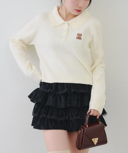 【RMAF】小熊圖案針織翻領毛衣