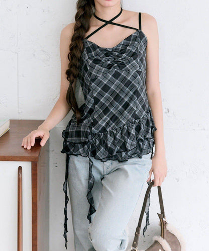 【OLIVE des OLIVE】荷葉邊長款吊帶背心