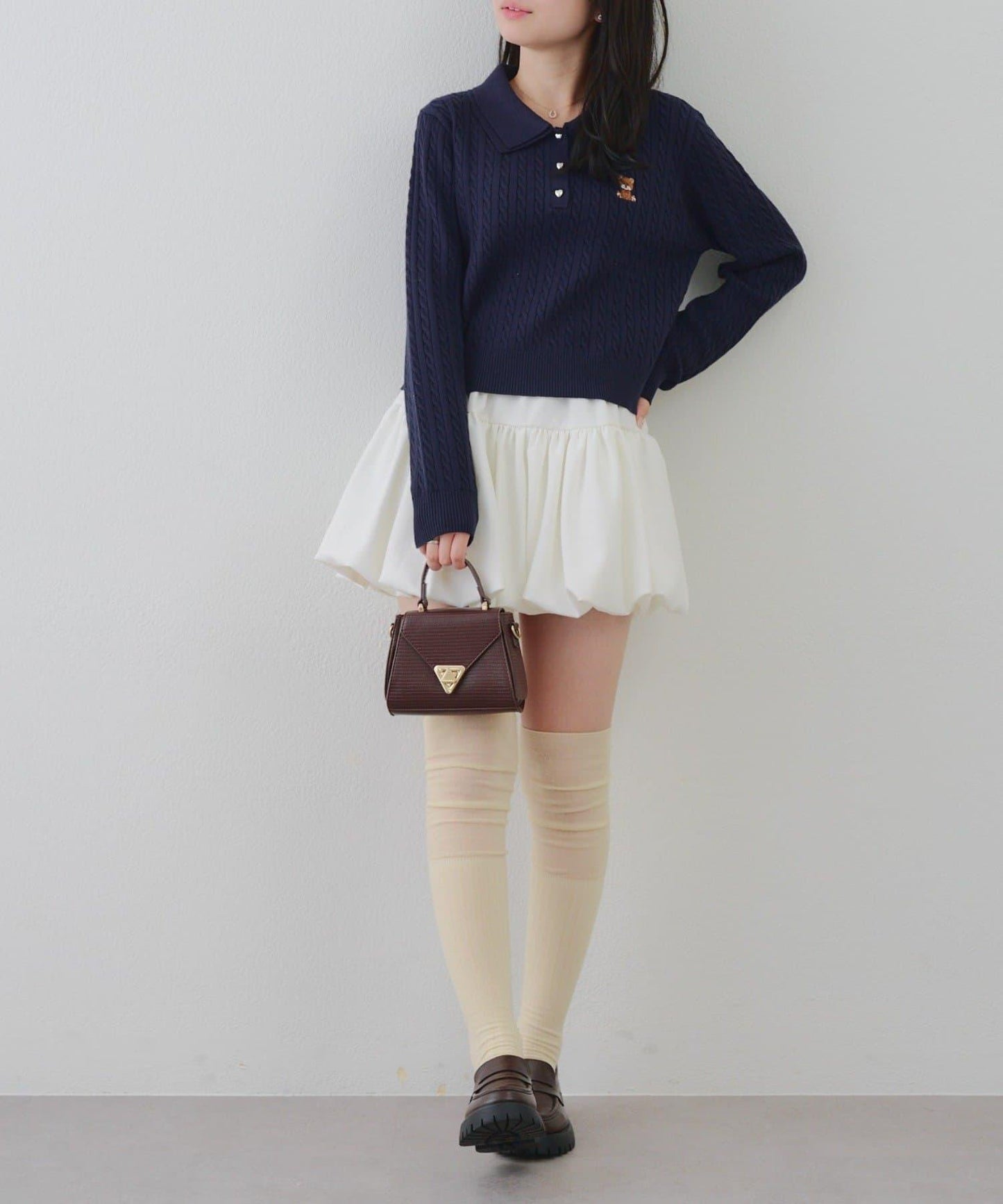 【RMAF】小熊圖案針織翻領毛衣