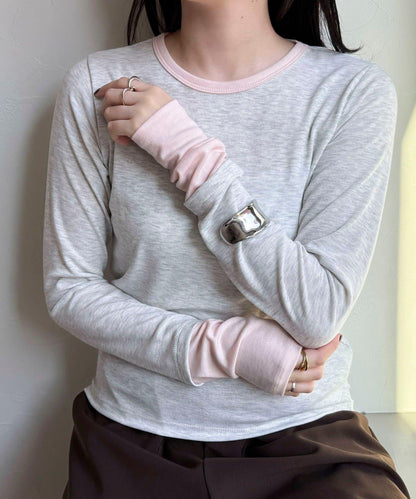 透視羅紋疊穿長袖T恤