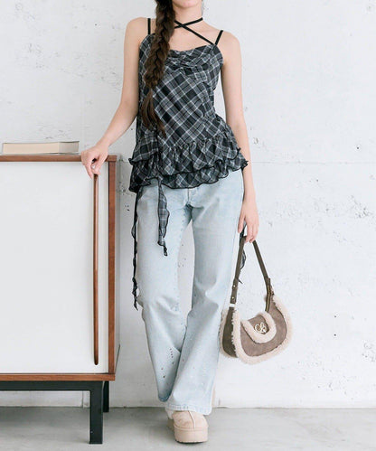 【OLIVE des OLIVE】荷葉邊長款吊帶背心