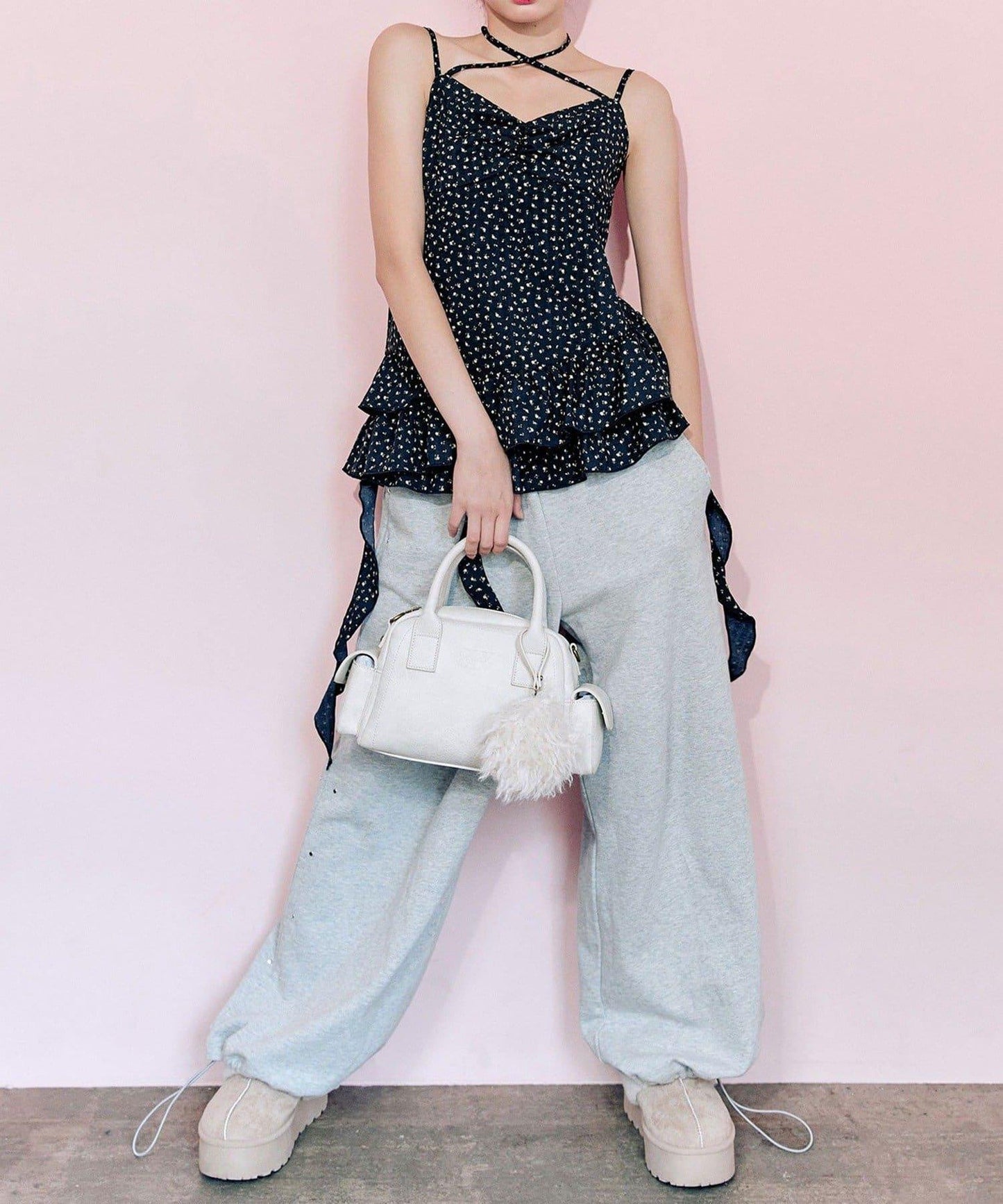 【OLIVE des OLIVE】荷葉邊長款吊帶背心