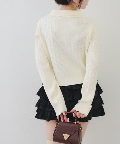 【RMAF】小熊圖案針織翻領毛衣