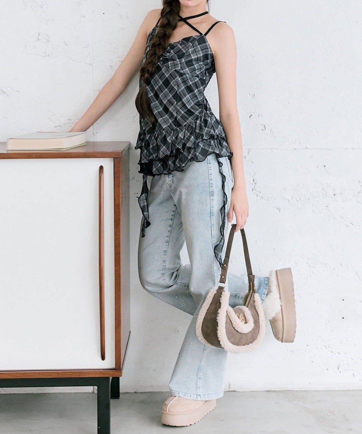 【OLIVE des OLIVE】荷葉邊長款吊帶背心