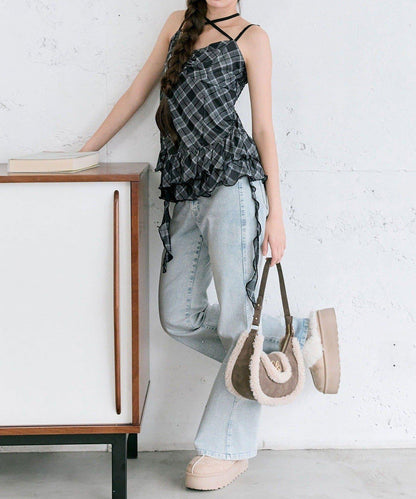 【OLIVE des OLIVE】荷葉邊長款吊帶背心