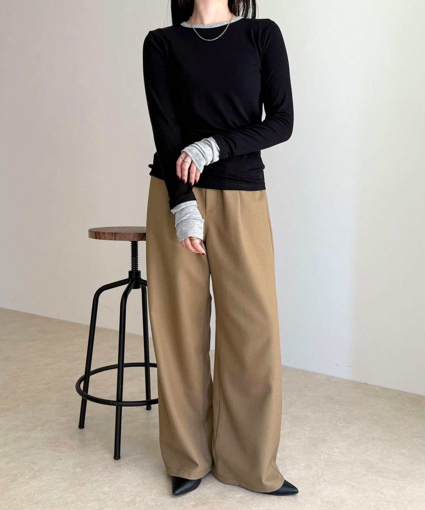 透視羅紋疊穿長袖T恤