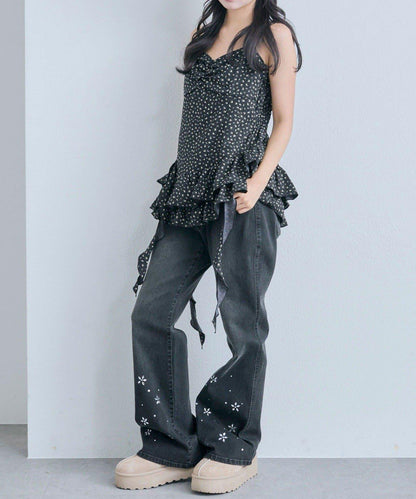 【OLIVE des OLIVE】荷葉邊長款吊帶背心